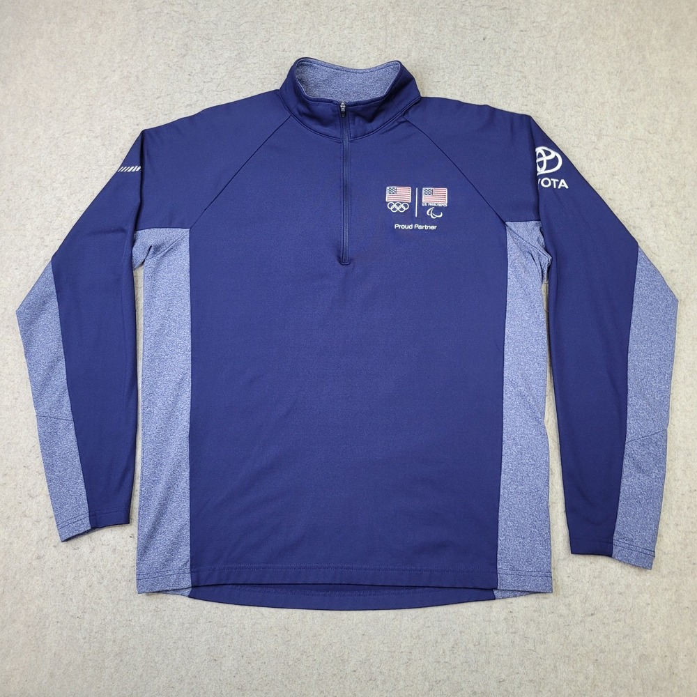 USA Paralympics Sport Tek 1/4 Zip Pullover Mens Medium Blue‎ Mock Neck Active
